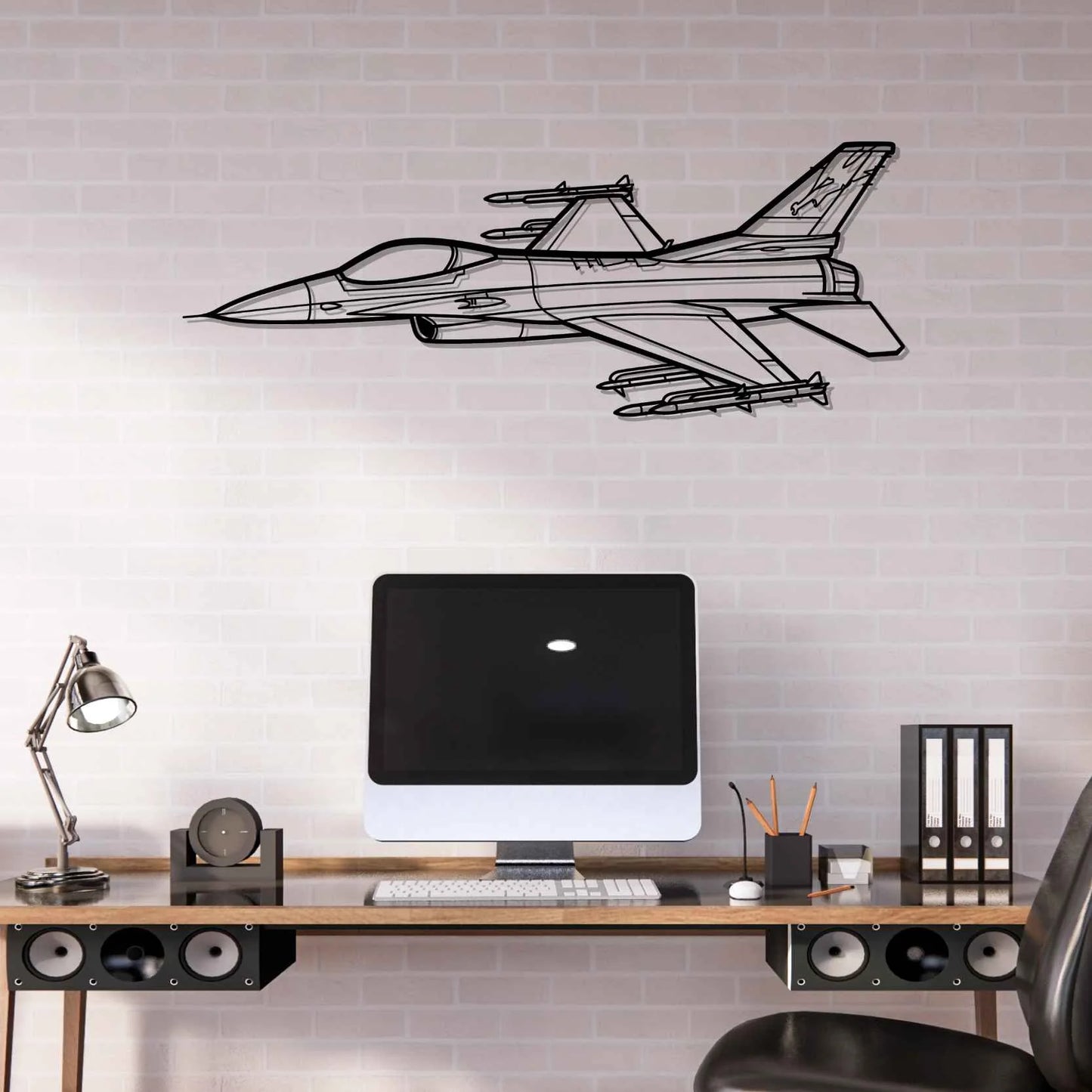 F-16C Fighting Falcon Angle Silhouette Metal Wall Art