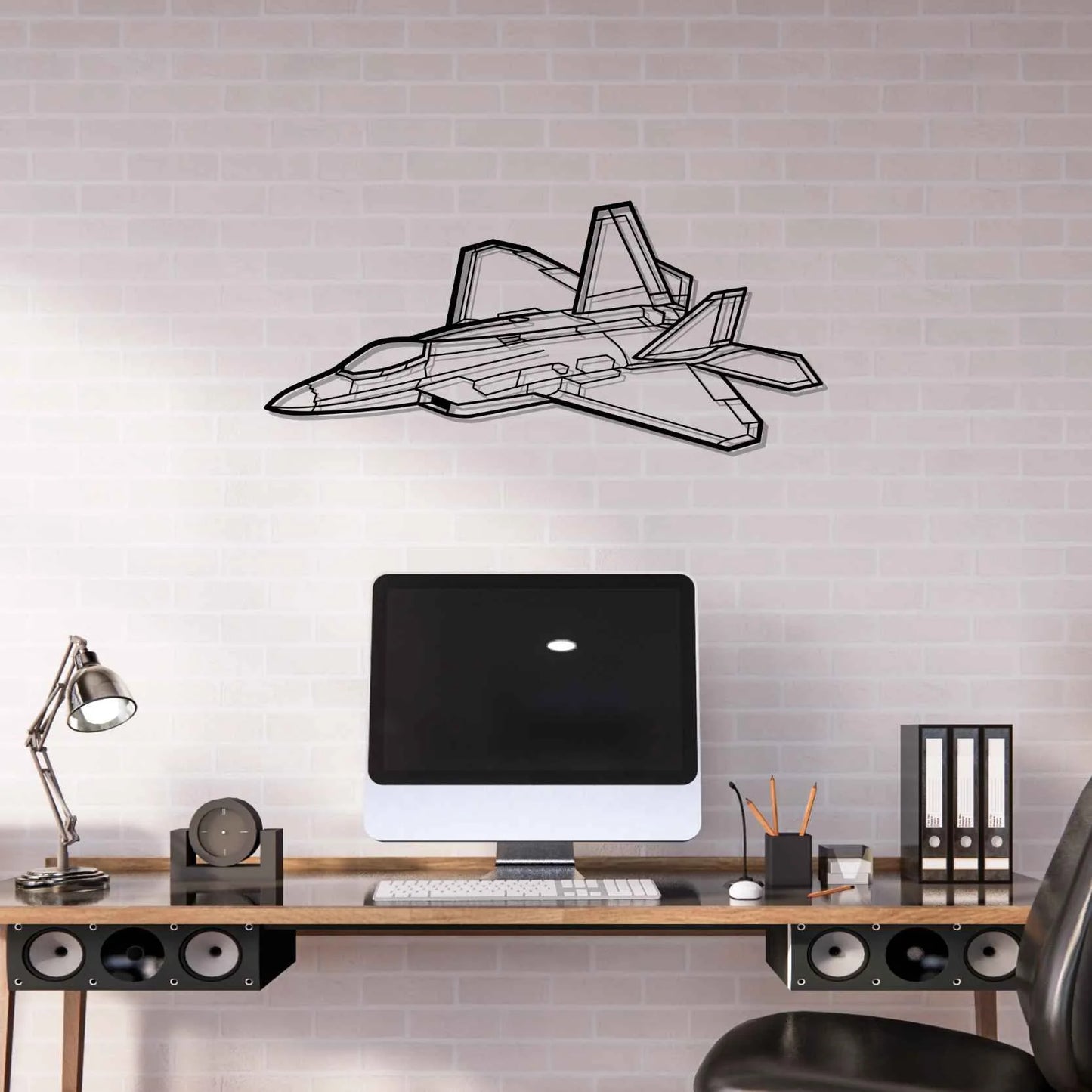 F-22 Raptor Angle Silhouette Metal Wall Art