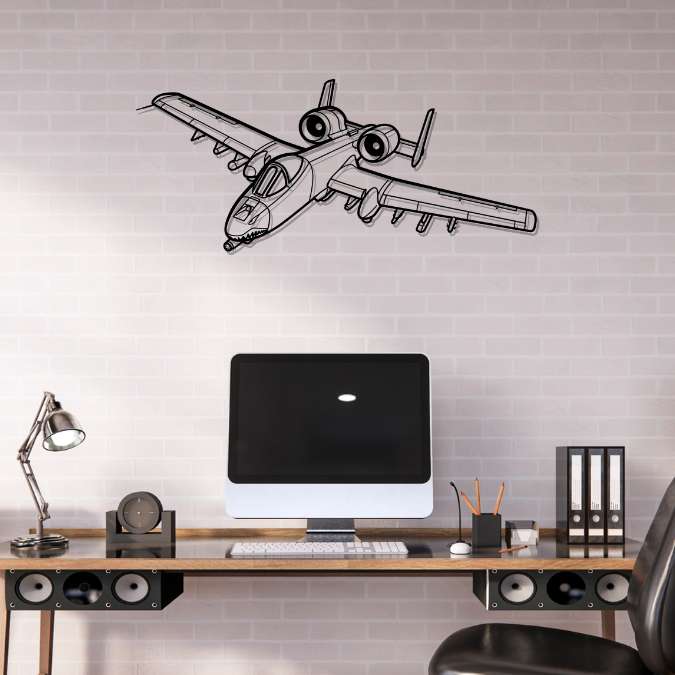A-10 Thunderbolt II Angle Silhouette Metal Wall Art
