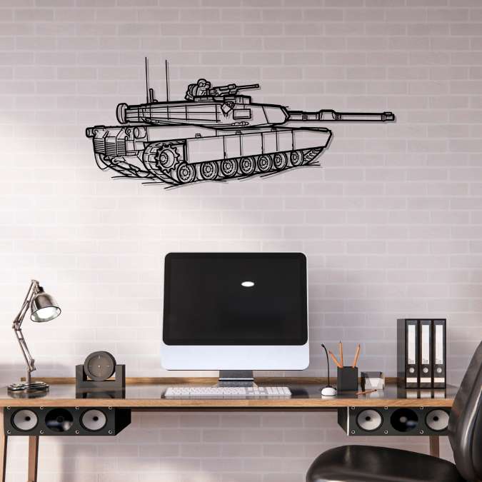 M1A1 Abrams Angle Silhouette Metal Wall Art